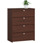 Dulap pantofi cu 4 usi rabatabile, PAL laminat, 60x33x80 cm, maro wenge