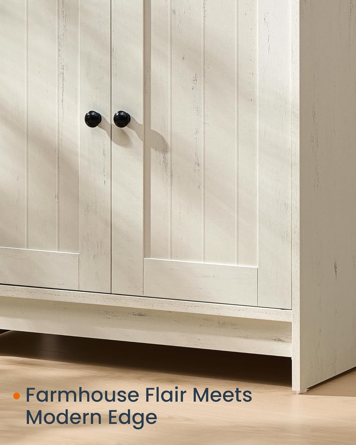 SONGMICS Masca baie pentru chiuveta, suport lavoar, raft reglabil, stil rustic modern, 60x30x61 cm, alb rustic - imagine 7