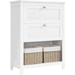 VASAGLE Dulap baie cu 2 sertare, 2 cosuri si raft, separatoare reglabile, MDF, 30x60x80 cm, alb