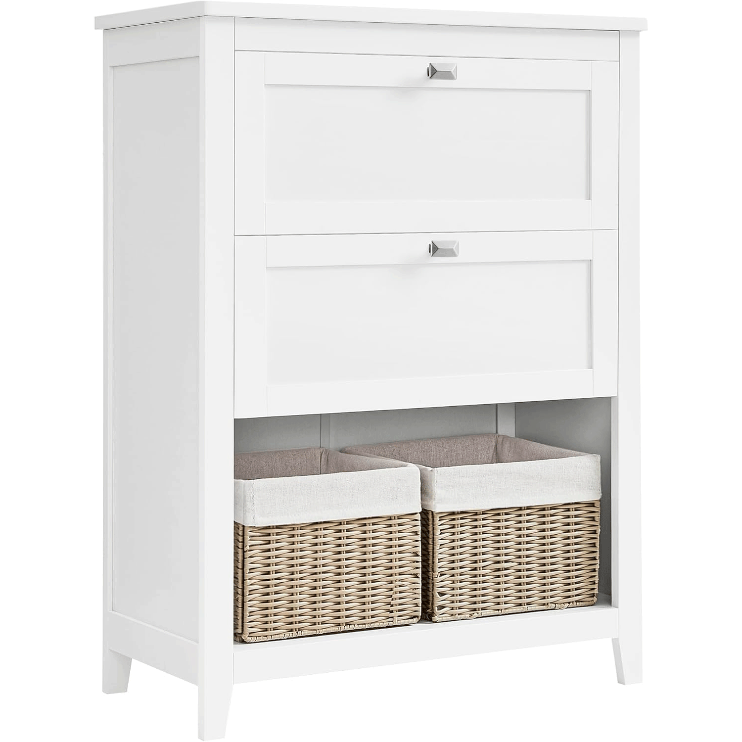 VASAGLE Dulap baie cu 2 sertare, 2 cosuri si raft, separatoare reglabile, MDF, 30x60x80 cm, alb