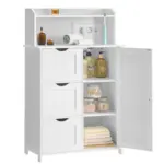 VASAGLE Dulap de baie cu sertare si usa, priza integrata cu USB, rafturi reglabile, MDF, 30x60x100 cm, alb