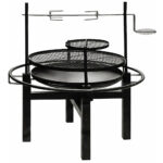 Gratar multifunctional cu rotisor, constructie metalica rezistenta, 90x86x99 cm, negru