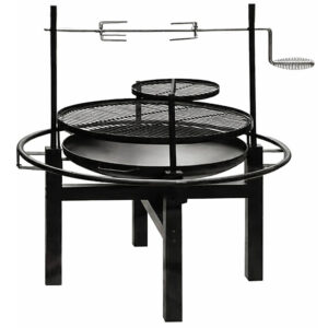 Gratar multifunctional cu rotisor, constructie metalica rezistenta, 90x86x99 cm, negru