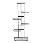 Suport pentru flori, metalic, cu 6 polite, structura verticala, 41x22x106 cm, negru