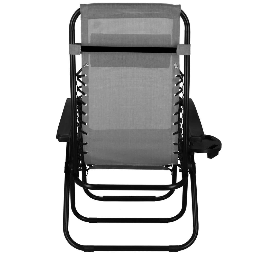 Sezlong scaun pliant plaja sau gradina, Siesta, gravitatie zero, cu tetiera, 175x67x110 cm, gri - imagine 12