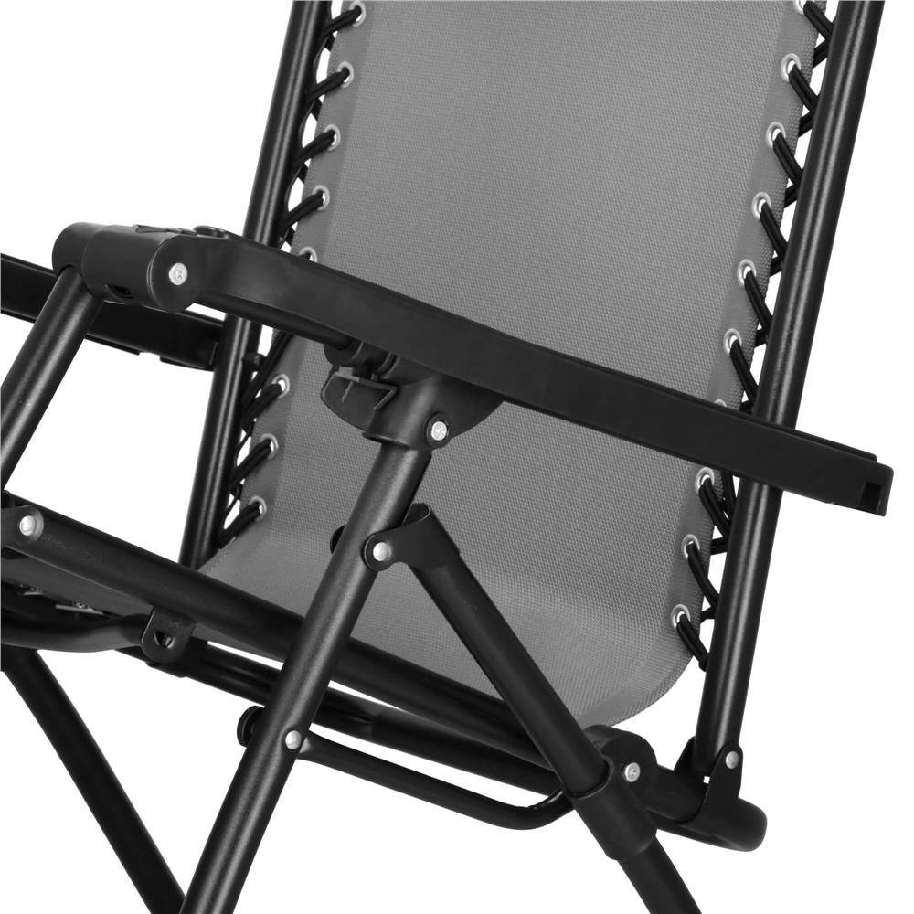 Sezlong scaun pliant plaja sau gradina, Siesta, gravitatie zero, cu tetiera, 175x67x110 cm, gri - imagine 16