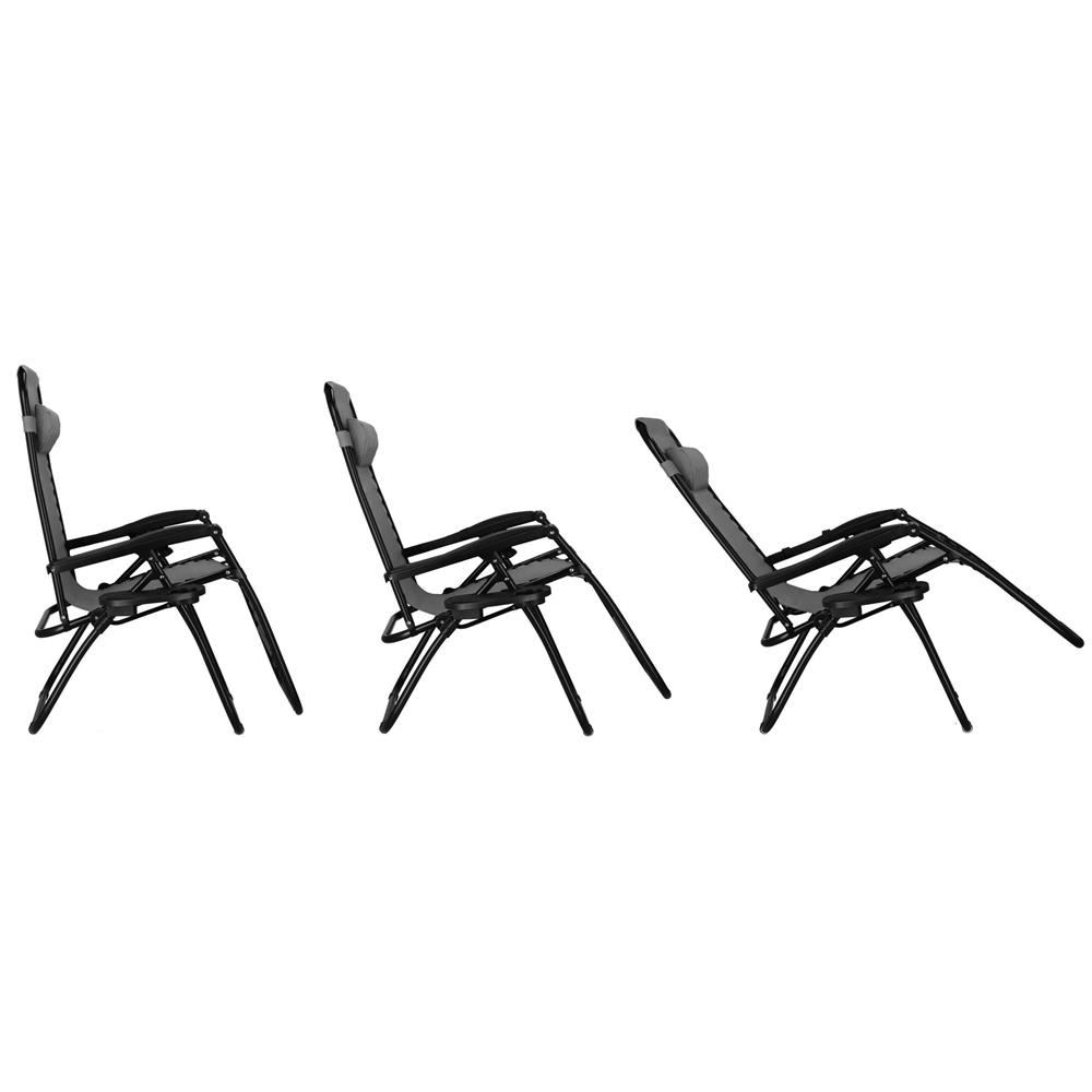 Sezlong scaun pliant plaja sau gradina, Siesta, gravitatie zero, cu tetiera, 175x67x110 cm, gri - imagine 17