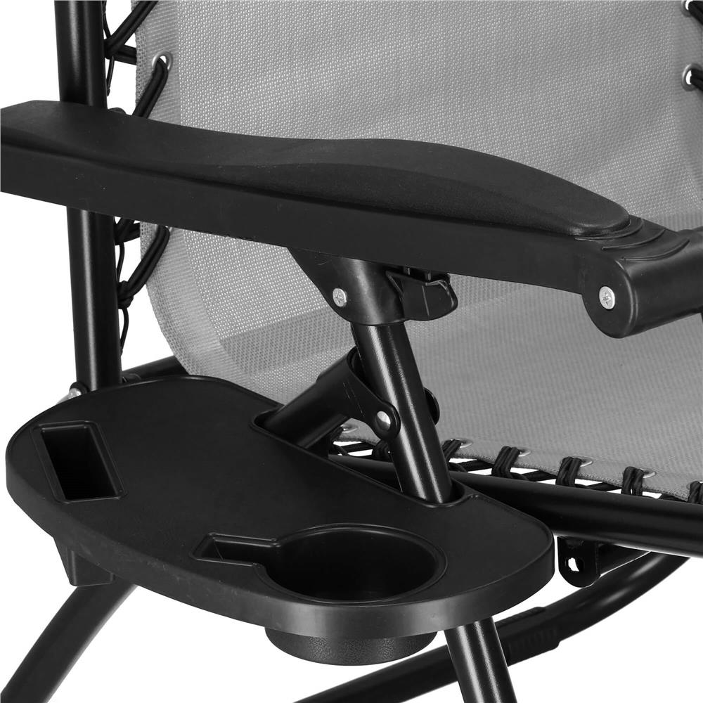 Sezlong scaun pliant plaja sau gradina, Siesta, gravitatie zero, cu tetiera, 175x67x110 cm, gri - imagine 10