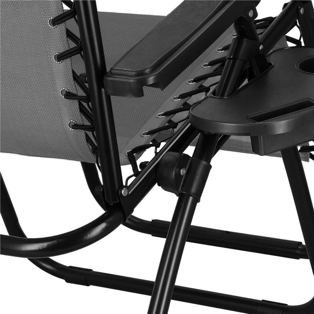 Sezlong scaun pliant plaja sau gradina, Siesta, gravitatie zero, cu tetiera, 175x67x110 cm, gri - imagine 7