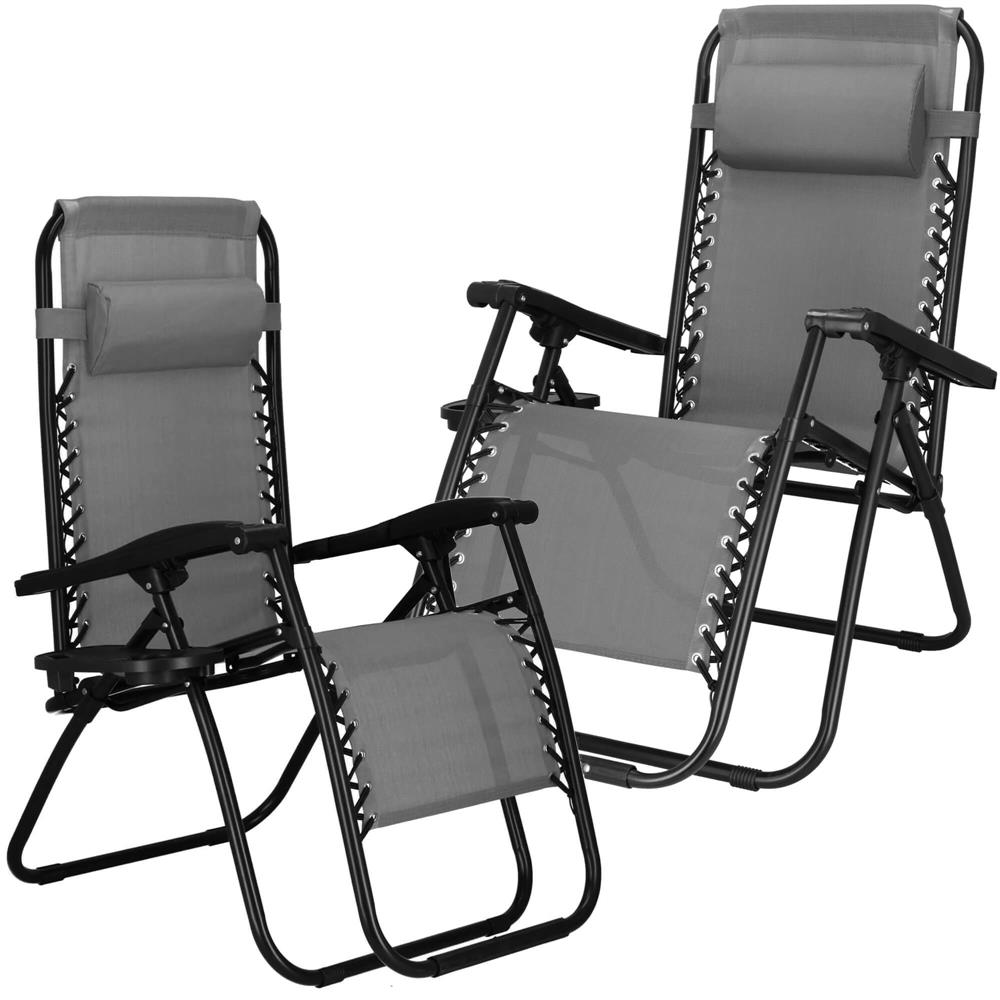 Sezlong scaun pliant plaja sau gradina, Siesta, gravitatie zero, cu tetiera, 175x67x110 cm, gri - imagine 4