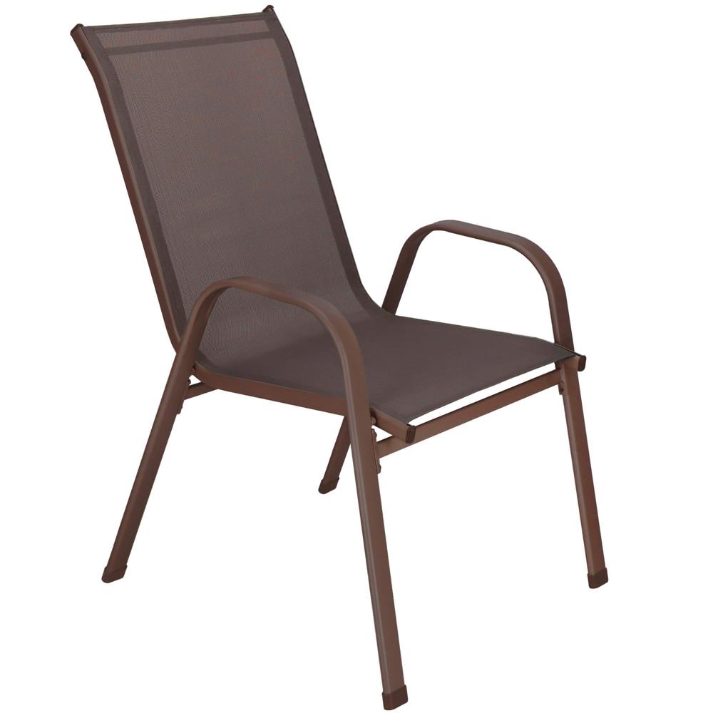Set 4 scaune gradina cu brate, cadru otel si sezut textilene, 53x72x92 cm, maro - imagine 17