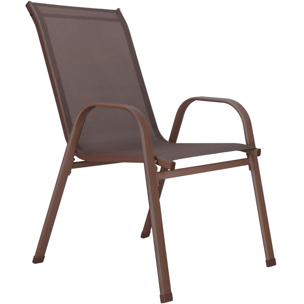 Set 4 scaune gradina cu brate, cadru otel si sezut textilene, 53x72x92 cm, maro - imagine 21