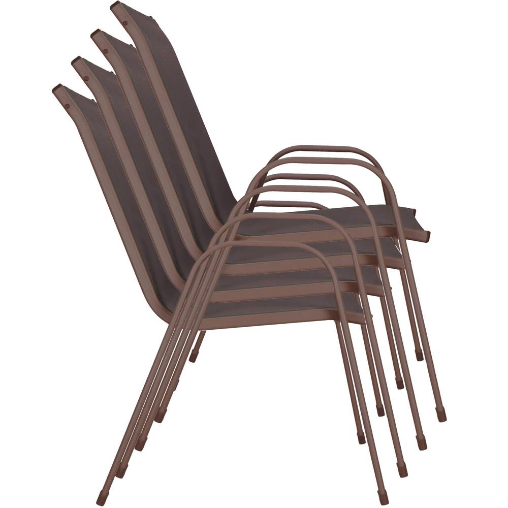 Set 4 scaune gradina cu brate, cadru otel si sezut textilene, 53x72x92 cm, maro - imagine 22