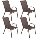 Set 4 scaune gradina cu brate, cadru otel si sezut textilene, 53x72x92 cm, maro