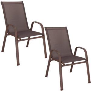 Set 2 scaune gradina, cadru metalic, textilene, maxim 120 kg, 92x53x72 cm, maro