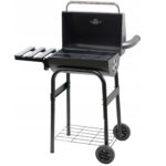 Gratar carbuni cu capac, raft lateral, sistem ventilatie, termometru si cos de fum, 83x41x116 cm, negru