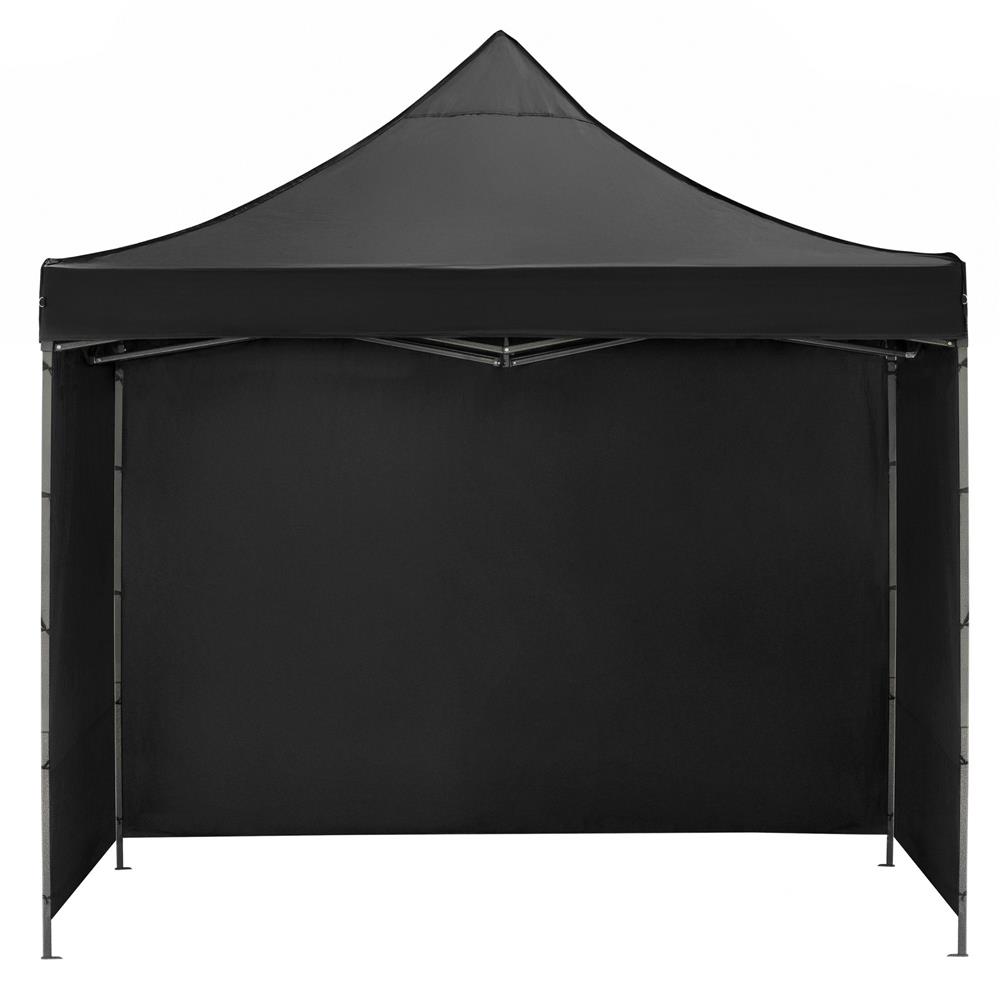 Pavilion pliabil gradina 3x3 m cu acoperis impermeabil si 3 pereti laterali, structura metalica, inaltime reglabila, negru - imagine 2