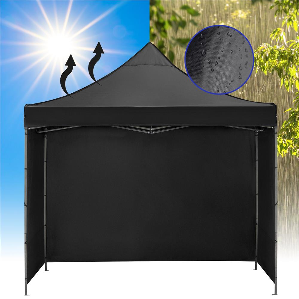 Pavilion pliabil gradina 3x3 m cu acoperis impermeabil si 3 pereti laterali, structura metalica, inaltime reglabila, negru - imagine 30