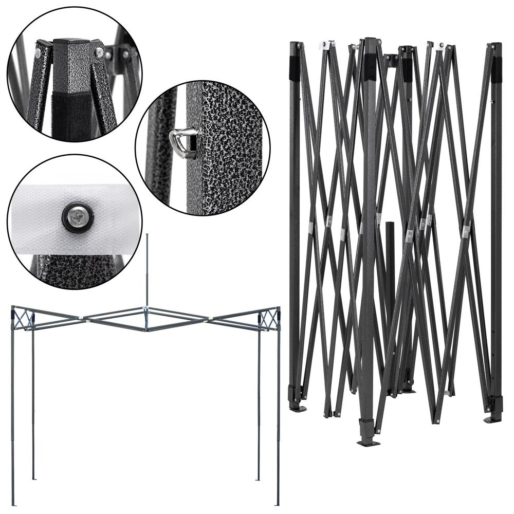 Pavilion pliabil gradina 3x3 m cu acoperis impermeabil si 3 pereti laterali, structura metalica, inaltime reglabila, negru - imagine 31