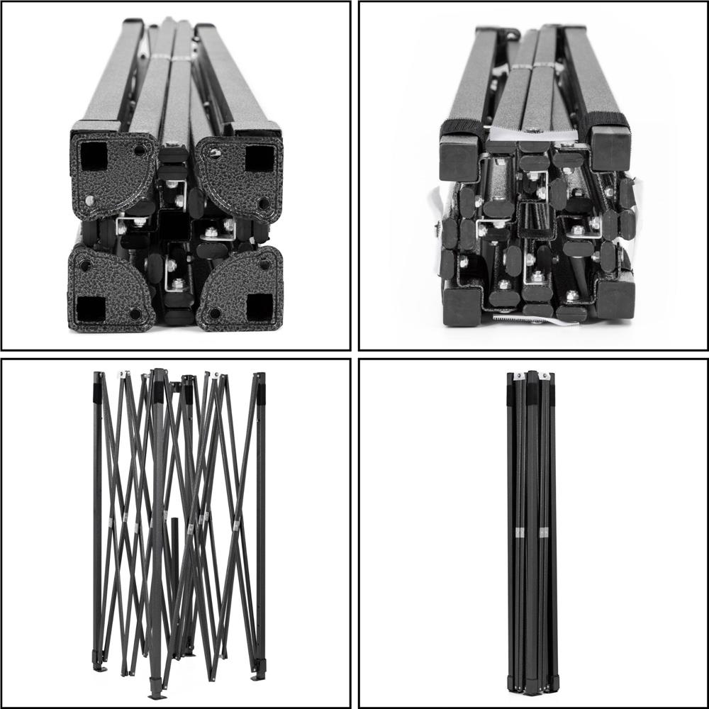Pavilion pliabil gradina 3x3 m cu acoperis impermeabil si 3 pereti laterali, structura metalica, inaltime reglabila, negru - imagine 37