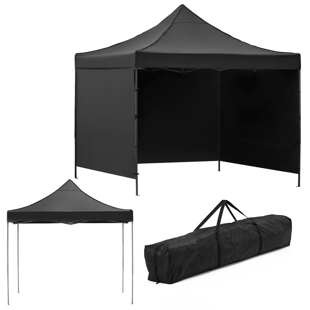 Pavilion pliabil gradina 3x3 m cu acoperis impermeabil si 3 pereti laterali, structura metalica, inaltime reglabila, negru - imagine 8