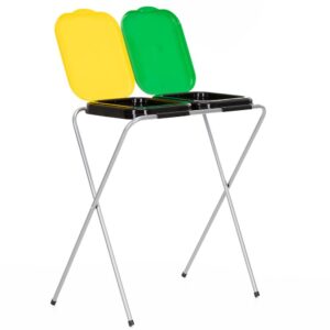 Cos de gunoi selectiv cu 2 compartimente, cadru metalic si capace PP, 68x42x75 cm