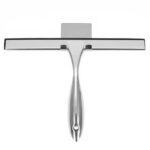 Racleta pentru baie din inox cu suport adeziv, lama 25 cm, finisaj lucios argintiu