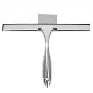 Racleta pentru baie din inox cu suport adeziv, lama 25 cm, finisaj lucios argintiu