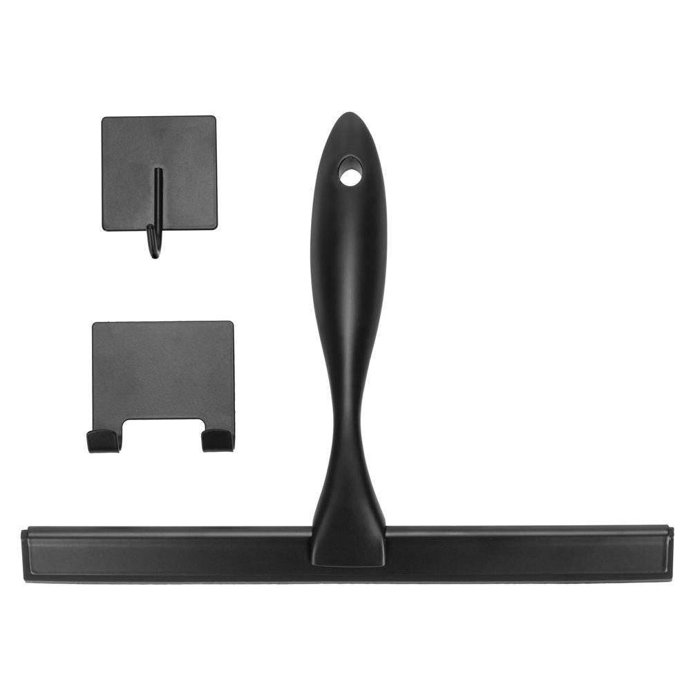 Racleta pentru baie din inox cu suport adeziv, lama 25 cm, finisaj mat negru - imagine 12