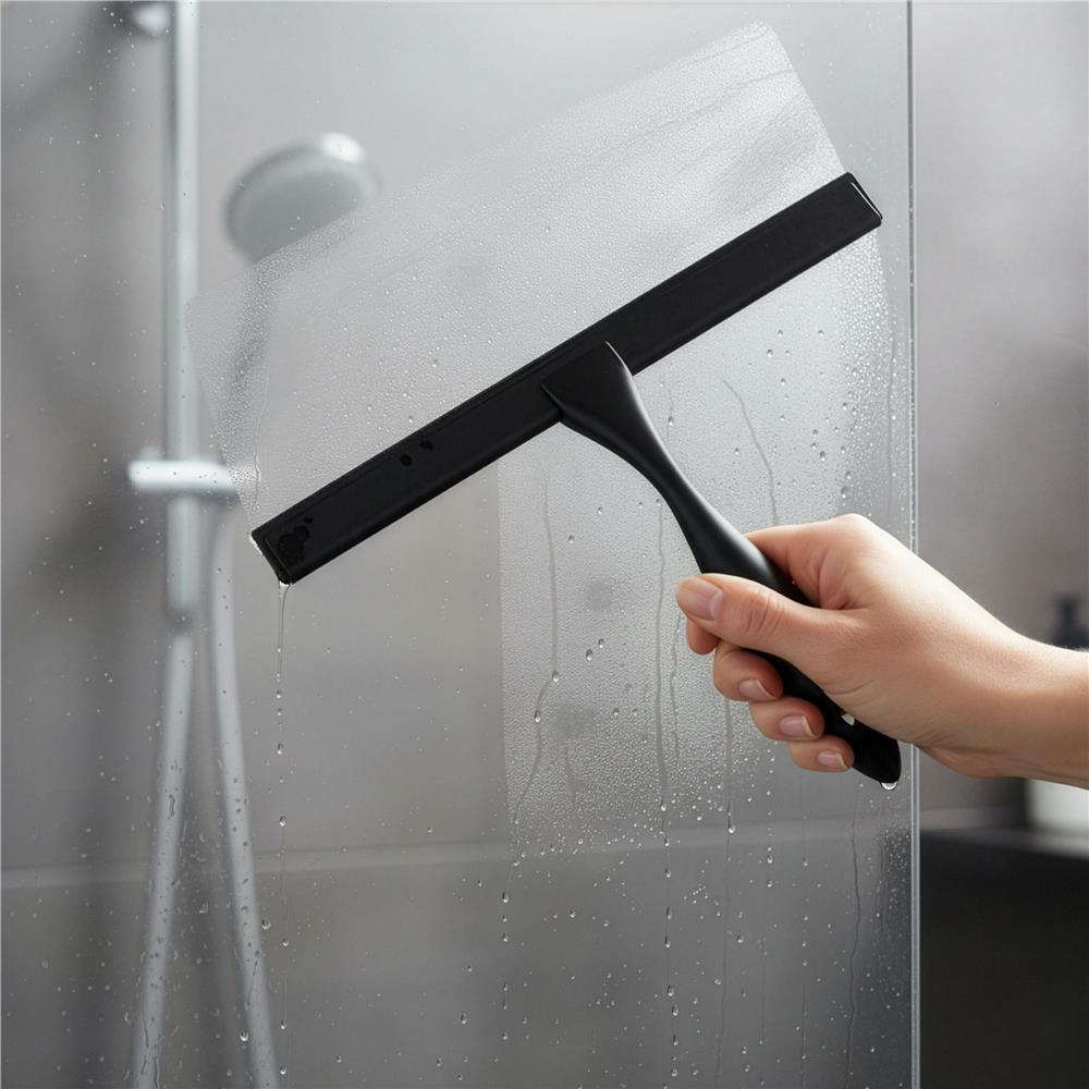 Racleta pentru baie din inox cu suport adeziv, lama 25 cm, finisaj mat negru - imagine 5