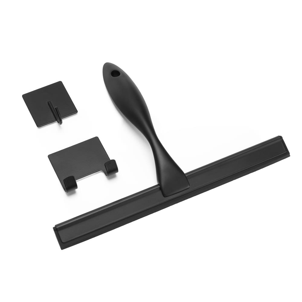 Racleta pentru baie din inox cu suport adeziv, lama 25 cm, finisaj mat negru - imagine 8