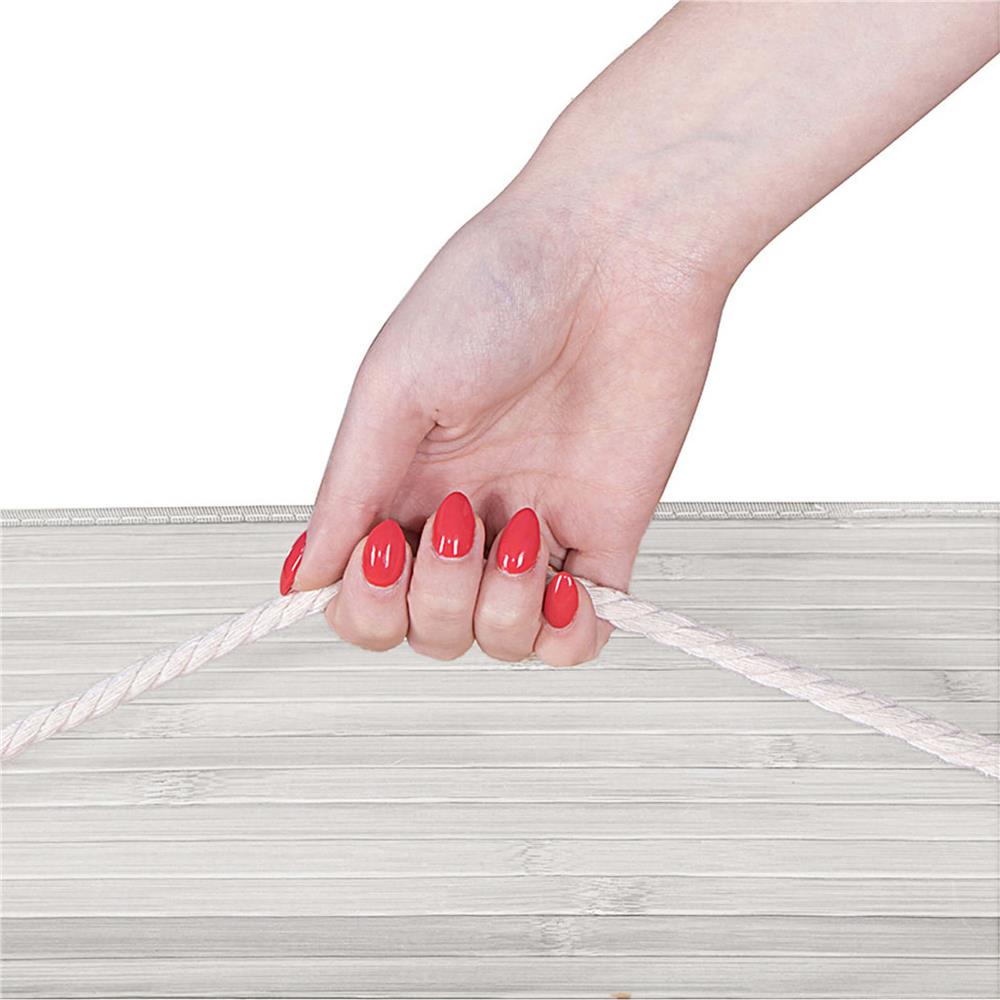 Cos pentru rufe din bambus, pliabil, cu 2 compartimente, volum 105 L, 63x52x33 cm, alb si gri - imagine 9