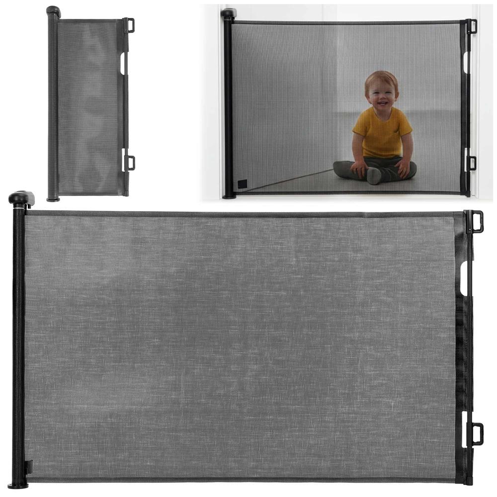 Poarta de siguranta retractabila si extensibila, pentru copii sau animale de companie, 162x86 cm, negru - imagine 3