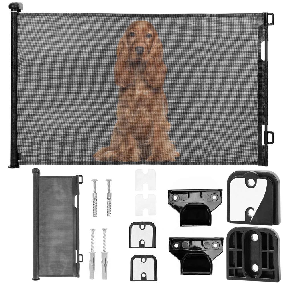 Poarta de siguranta retractabila si extensibila, pentru copii sau animale de companie, 162x86 cm, negru - imagine 4