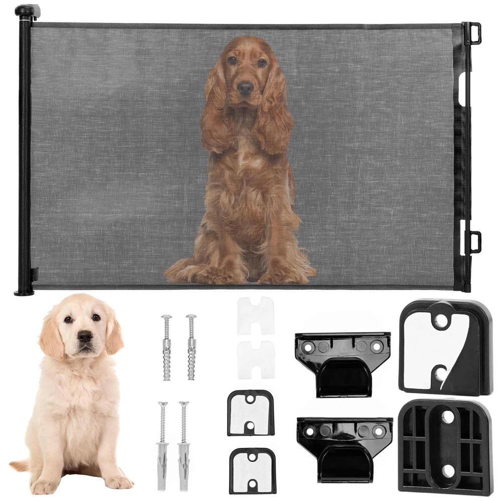 Poarta de siguranta retractabila si extensibila, pentru copii sau animale de companie, 162x86 cm, negru - imagine 5