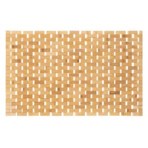 Covor antiderapant din bambus pentru baie, lamele verticale, 50x80 cm, maro natur