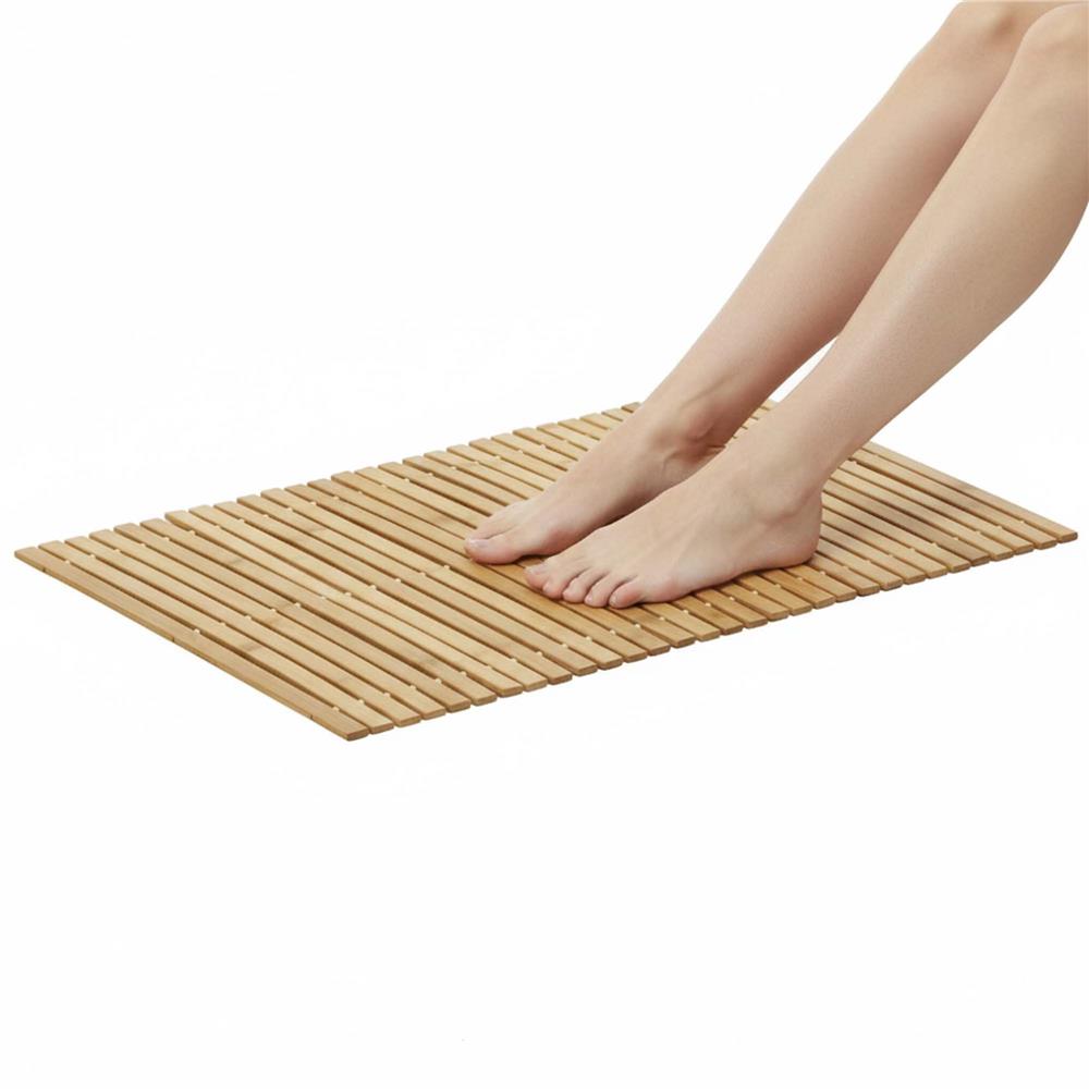 Covor antiderapant din bambus pentru baie, lamele orizontale, 50x80 cm, maro natur - imagine 4