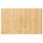 Covor antiderapant din bambus pentru baie, lamele orizontale, 50x80 cm, maro natur