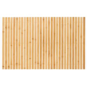 Covor antiderapant din bambus pentru baie, lamele orizontale, 50x80 cm, maro natur