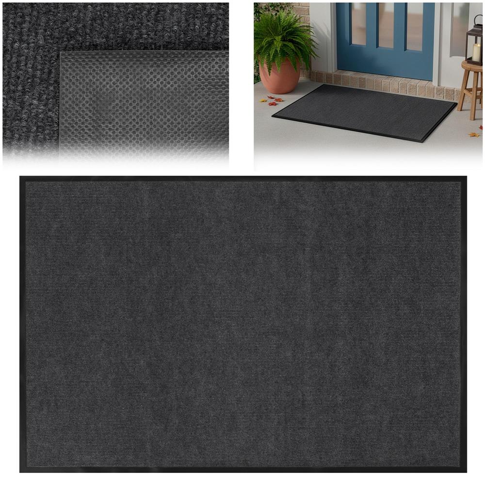 Covoras intrare absorbant antimurdarie, PVC antiderapant, 90x150 cm, gri - imagine 3