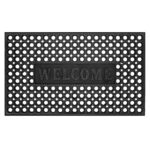 Covor de cauciuc perforat pentru intrare, PVC antiderapant, Welcome, 45x75 cm, negru