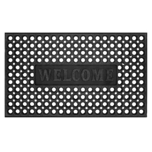 Covor de cauciuc perforat pentru intrare, PVC antiderapant, Welcome, 45x75 cm, negru