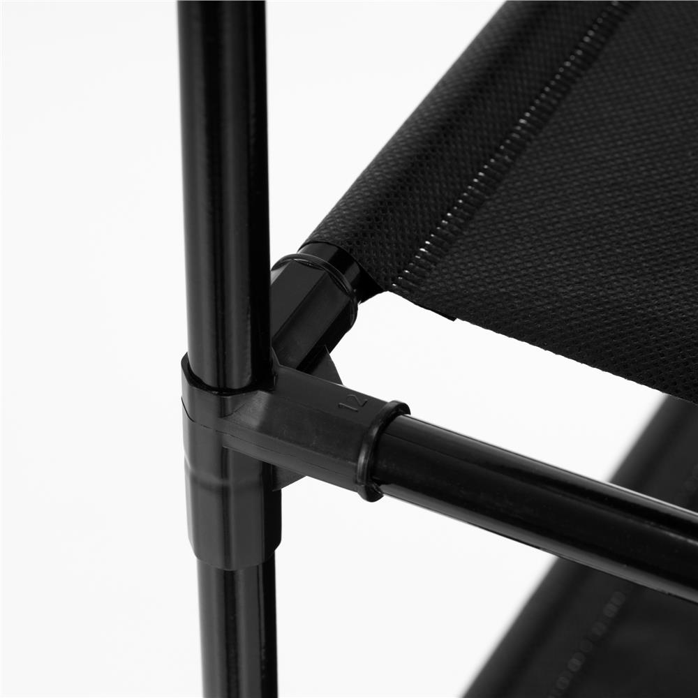 Raft pantofi cu 3 polite, structura metalica si rafturi textile, 72x28x70 cm, negru - imagine 13