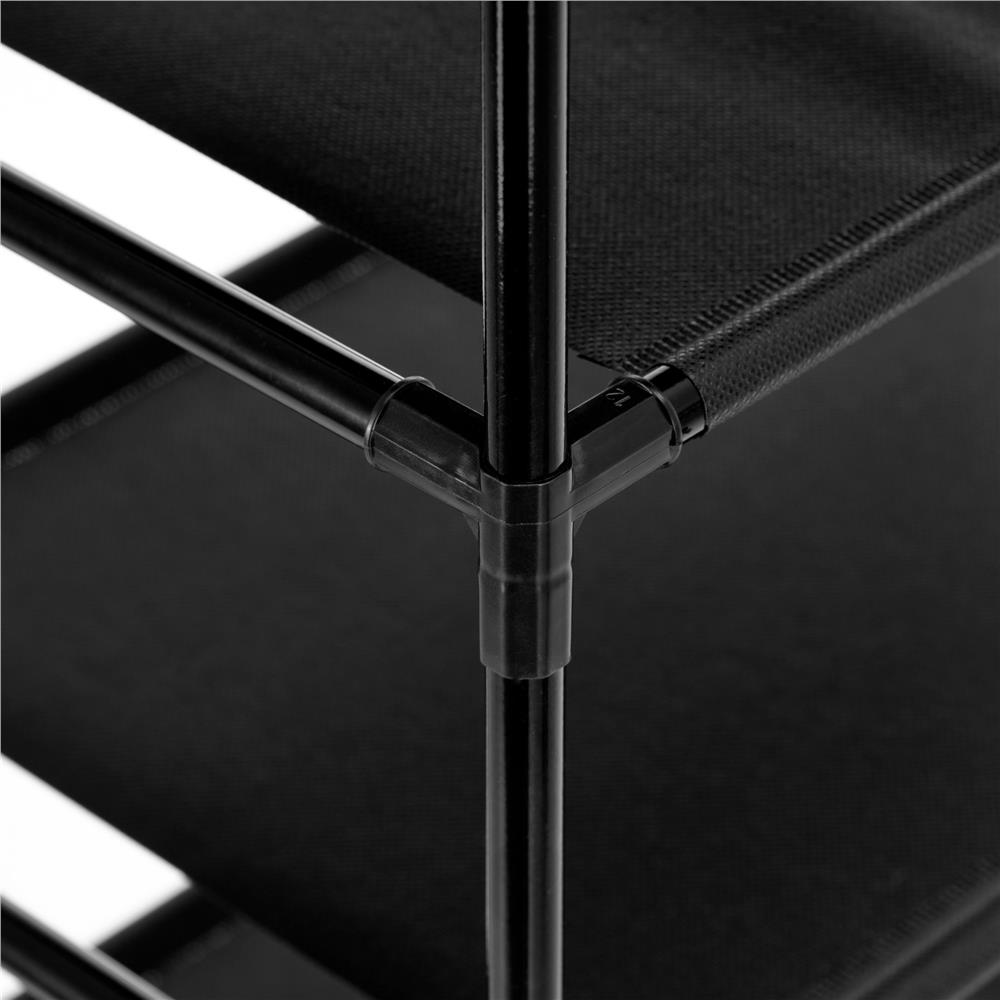 Raft pantofi cu 3 polite, structura metalica si rafturi textile, 72x28x70 cm, negru - imagine 16