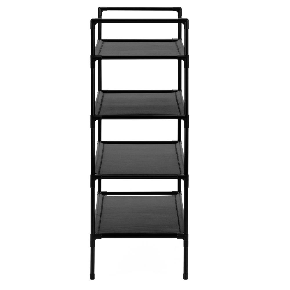 Raft pantofi cu 4 polite, structura metalica si rafturi textile, 72x28x75 cm, negru - imagine 15