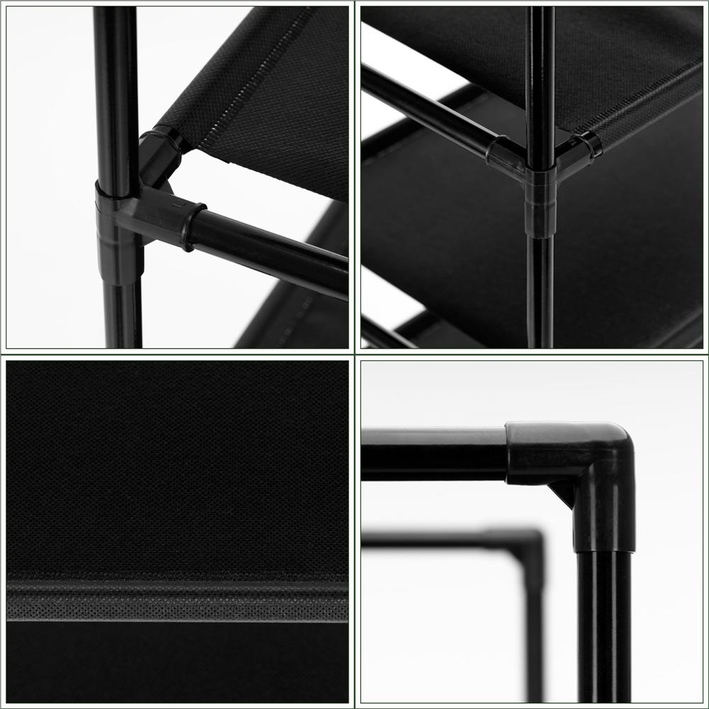 Raft pantofi cu 4 polite, structura metalica si rafturi textile, 72x28x75 cm, negru - imagine 19