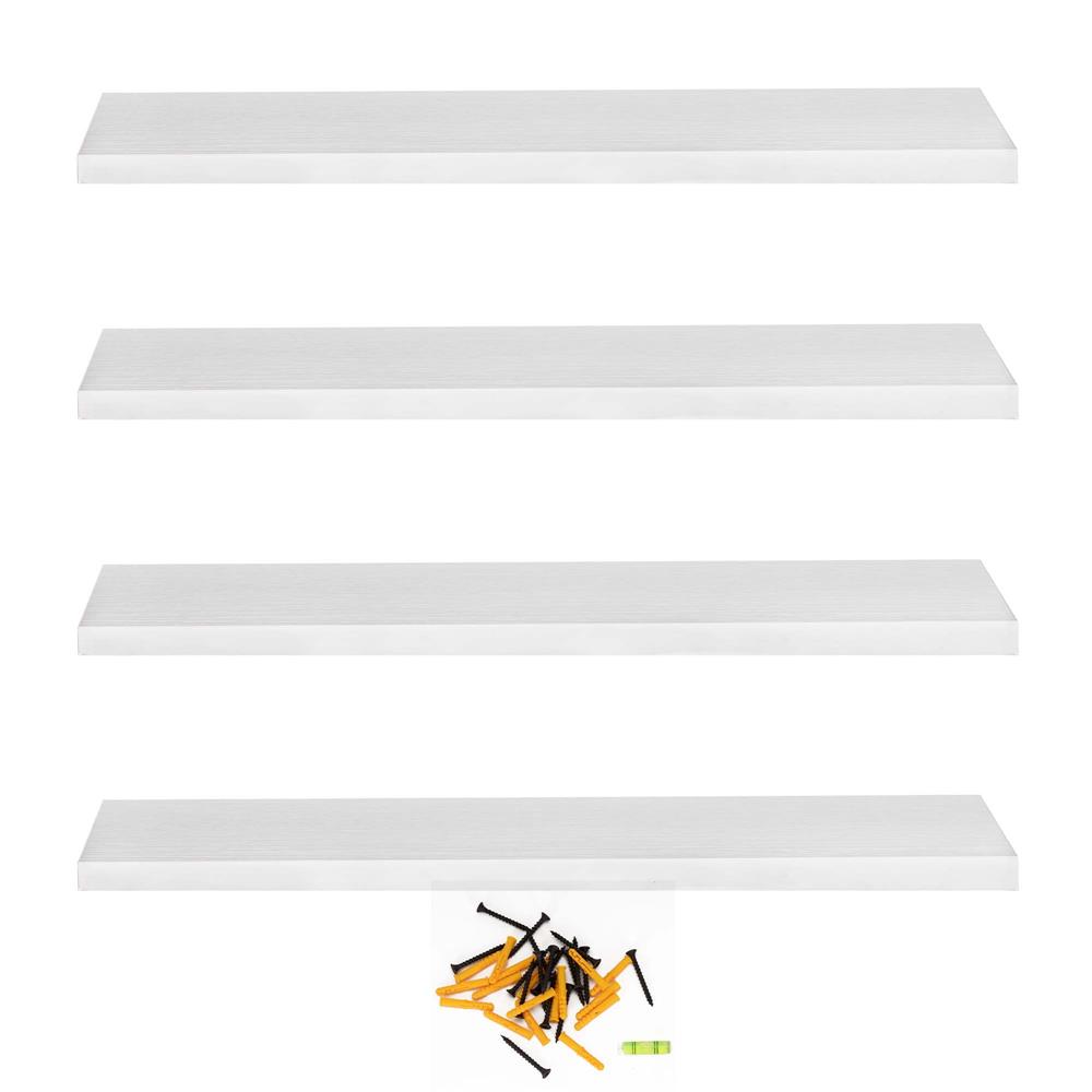 Set 4 rafturi supendate de perete, MDF cu suport metalic ingropat, 40x15 cm, alb - imagine 15