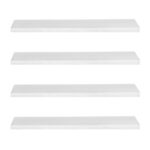 Set 4 rafturi supendate de perete, MDF cu suport metalic ingropat, 40x15 cm, alb