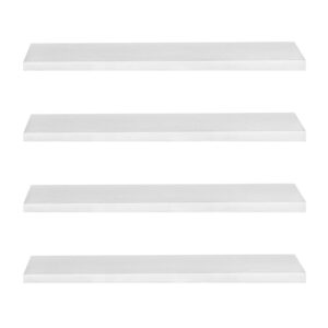 Set 4 rafturi supendate de perete, MDF cu suport metalic ingropat, 40x15 cm, alb