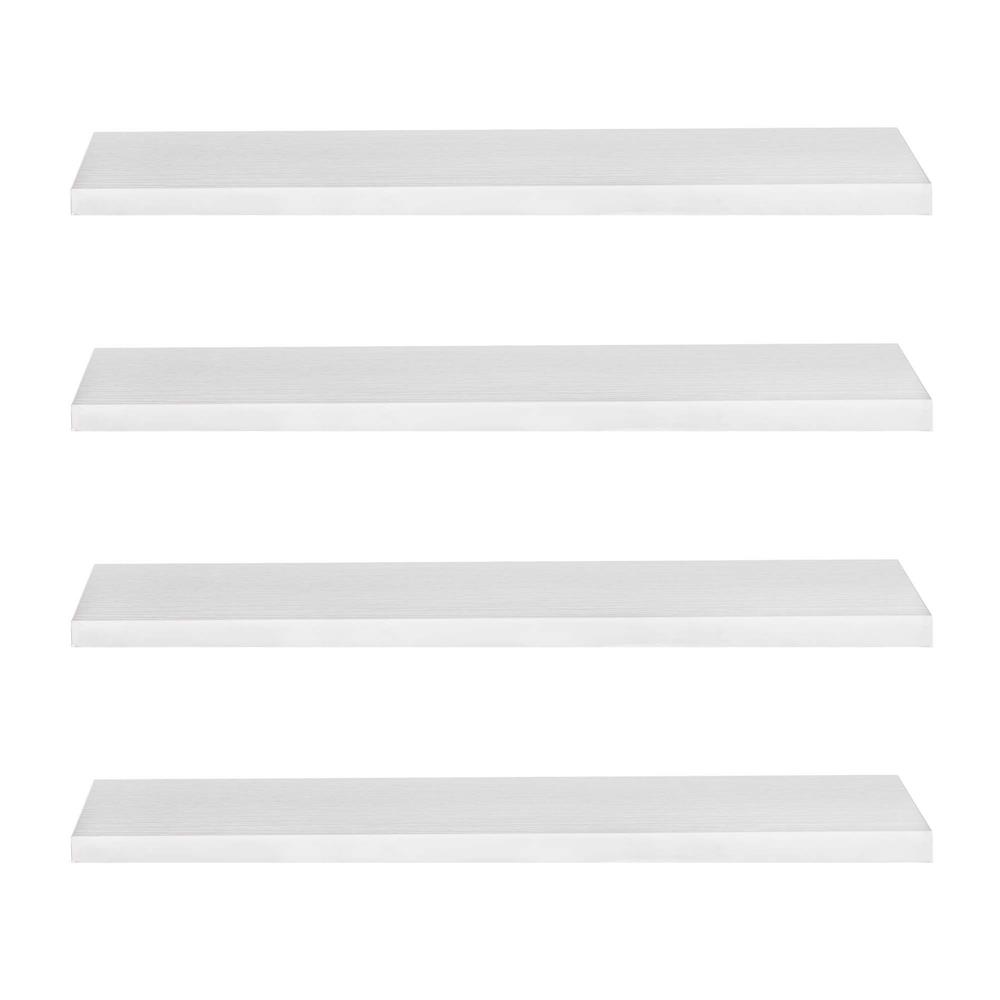 Set 4 rafturi supendate de perete, MDF cu suport metalic ingropat, 40x15 cm, alb